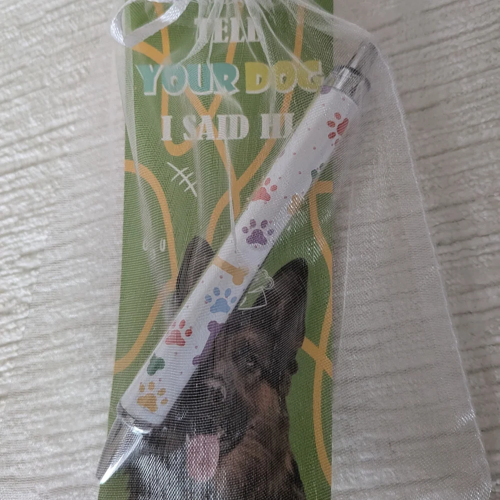 Dog-Themed Pens Gifts Qty 6, Cute Click Pens And Bookmark In Organza Mesh Bags